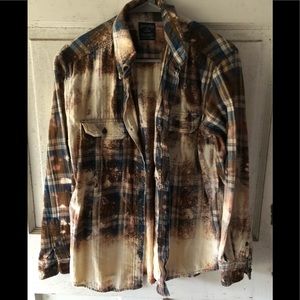 Bleached and Distressed Flannel Shirt